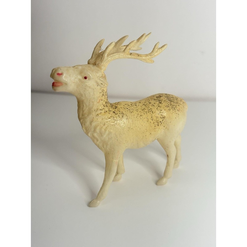 Vintage Christmas Celluloid Reindeer Made In Occupied Japan 4"